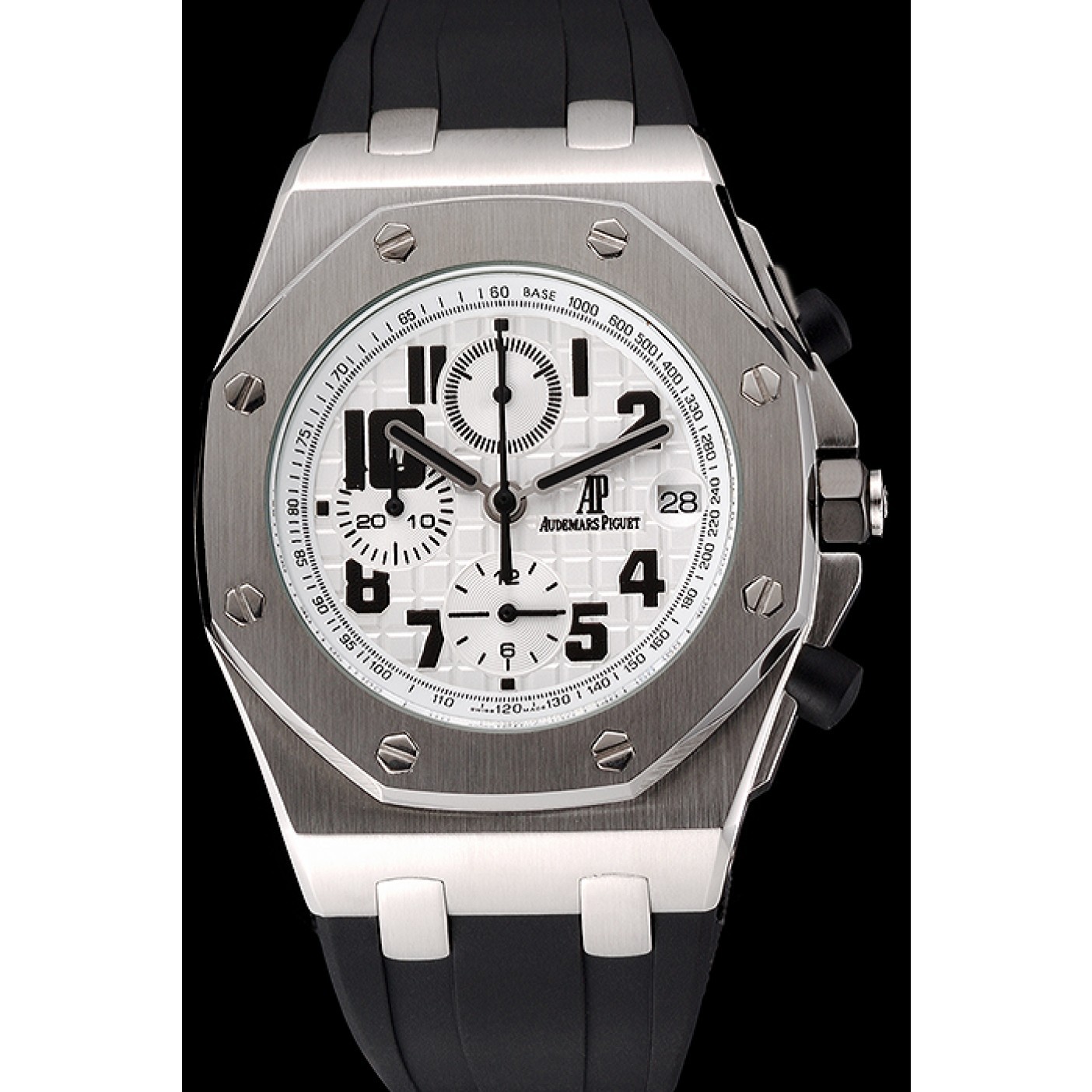 Audemars Piguet Royal Oak Offshore White Dial Stainless Steel Case Black Rubber Strap